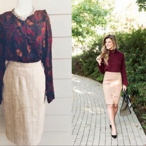 Vintage Silk Cream Color Pencil Skirt M 8